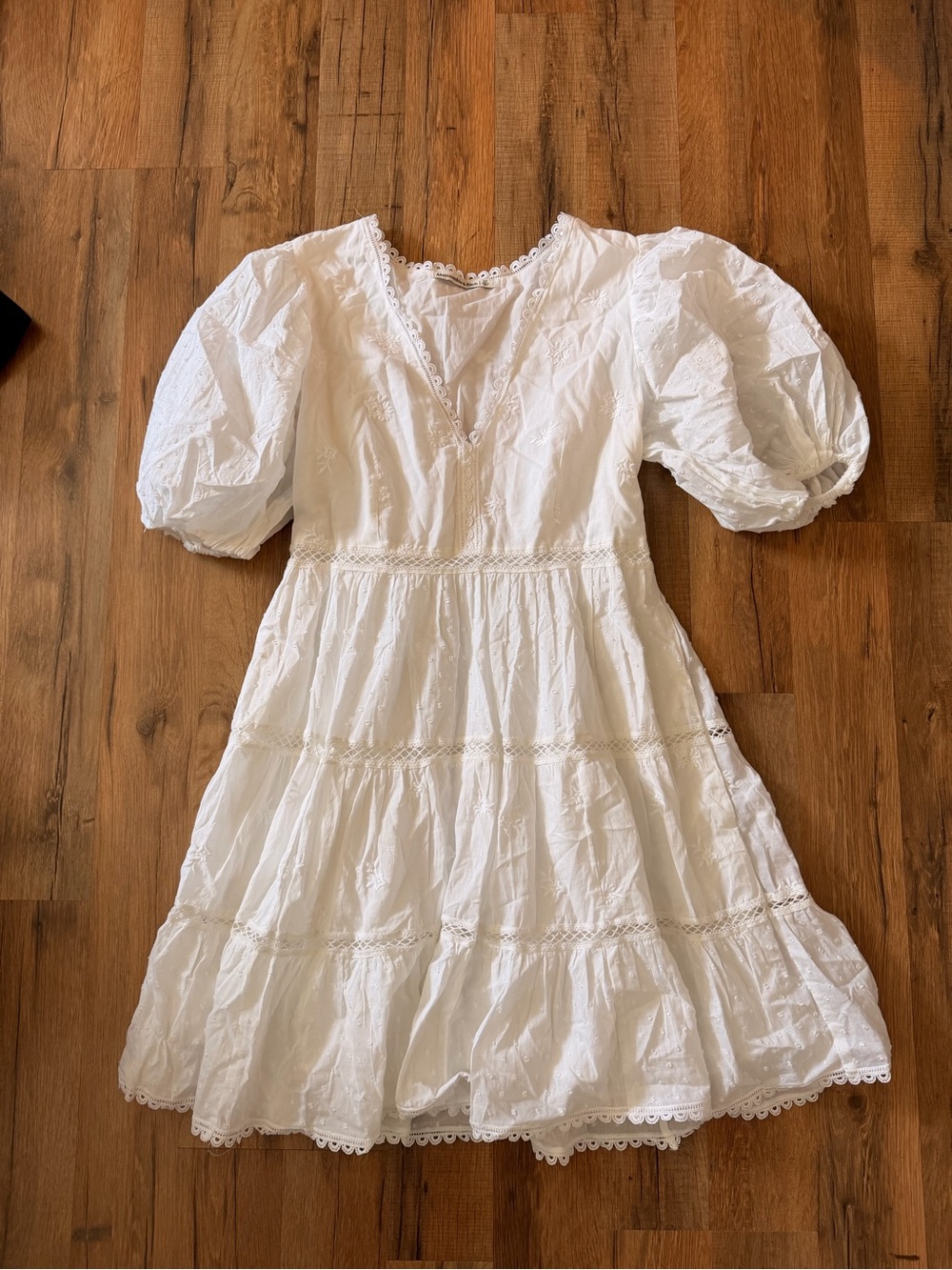 White Abercrombie Eyelet Puff-Sleeve Dress